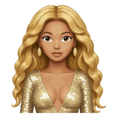 Beyonce Silhouette with long golden blonde hair, ivory sequin outfit  sticker