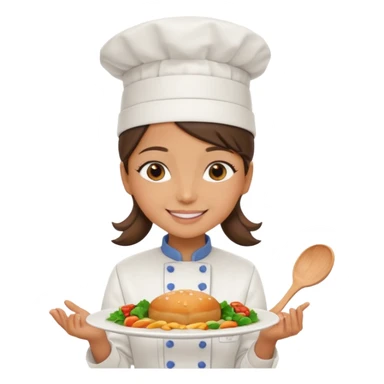 girl chef, presenting a plate of food sticker