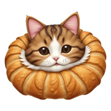 dark brown tabby and white cat in croissant position upside down with eyes closed sticker