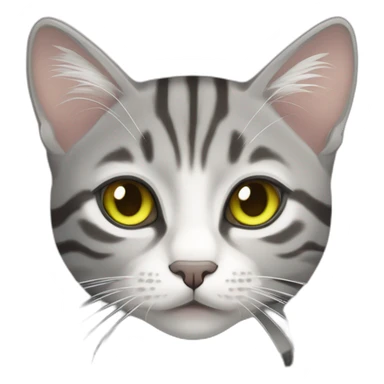 light gray tabby cat with white stripes domestic short hair with yellow green blue eyes and black pupil sleeping sticker