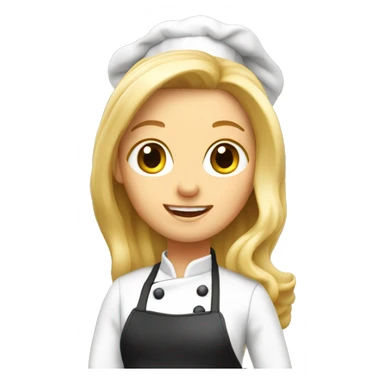 A blond long hair pastry chef making a cake sticker