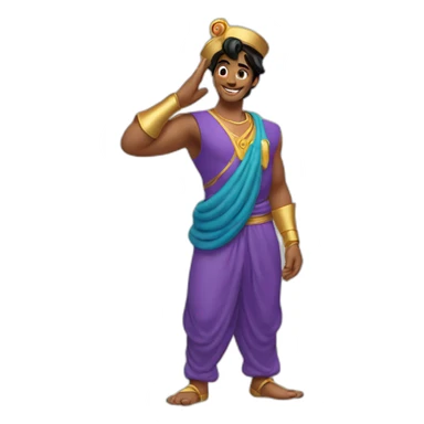 genie from aladdin doing a military salute sticker