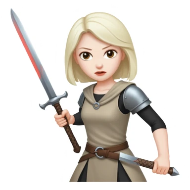 a woman with blade sticker