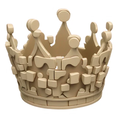 Puzzle piece crown with simple smile face 3d  sticker