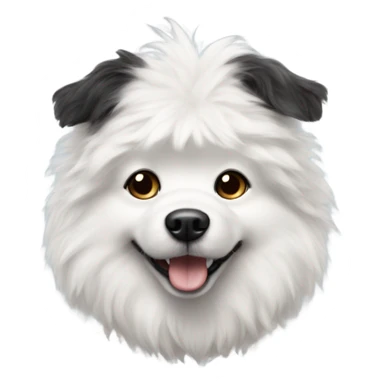 White fluffy dog with black spots and ears that’s sit up  sticker
