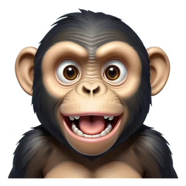 Cinematic Comical Chimpanzee Portrait Emoji, Head tilted dramatically with an exaggeratedly shocked expression, featuring a dynamic face with wide, comically expressive eyes full of humorous disbelief, Simplified yet hilariously expressive features, highly detailed, glowing with a slightly sassy glow, high shine, dramatic yet playful, stylized with an air of quirky primate attitude, soft glowing outline, capturing the essence of a meme-worthy chimpanzee that appears ready to side-eye its way into viral fame! sticker