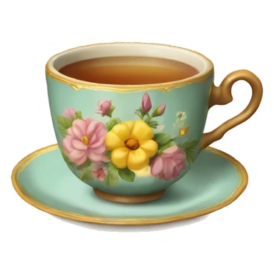 Vintage tea with flower design sticker