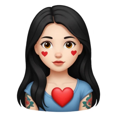 girl with dark long hair mini heart sticker