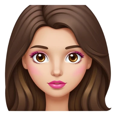 Long haired Brunette with highlights in her hair and hazel eyes  slightly tanned white girl with pink lips and rosy cheeks sticker
