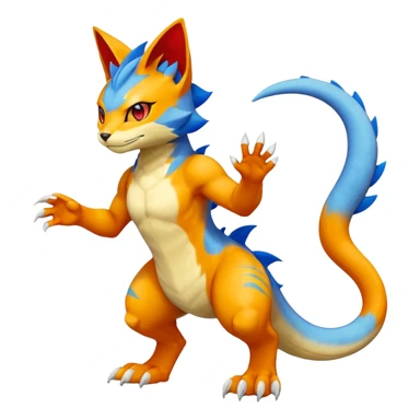 Gabite-Veemon-Digimon-Peppercat-Pokémon-Flamedramon-fusion-animal-hybrid-creature, Full body  sticker