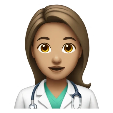 Medical assistant with brown hair and white skin sticker
