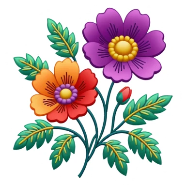 flower patterned embroidery sticker