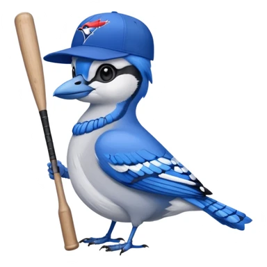 bluejay standing with baseball bat, wearing toronto blue jays baseball hat, sitting on canadian goose
 sticker