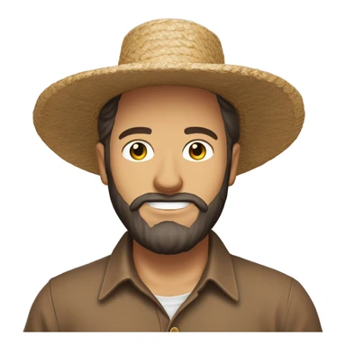 amish brown straw hat and small beard without mustache white skin brown button down shirt half body one photo  sticker