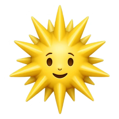 Compact iOS‑style 3D emoji: plain jagged burst (10 spikes), bright yellow, smooth shading, thin darker edge; no characters or pictograms sticker