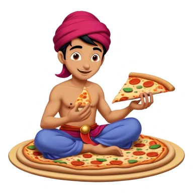 Aladdin eating pizza on magic carpet  sticker
