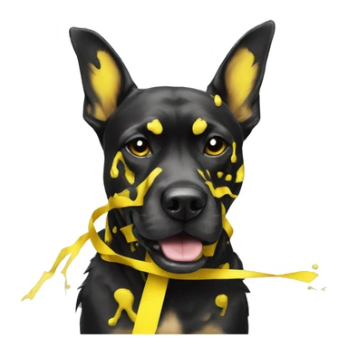 Melting punk black Graffiti dog patterns and yellow caution tape  sticker