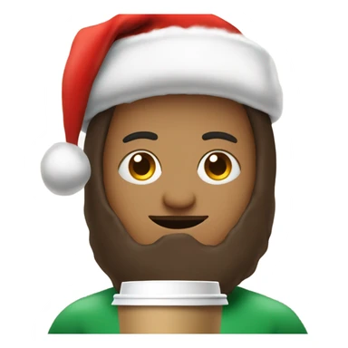 Me wearing a Santa hat at Christmas morning with coffee sticker