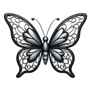 Black and silver filigree butterfly, 3D, extremely detailed design sticker