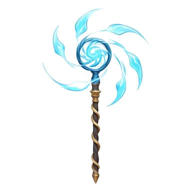 wind elemental staff object icon, fantasy magic staff, swirling wind aura, light blue glow, floating air particles, elegant design, 3D cartoon, mobile game icon style, centered, clean background, soft shadow, no text, no watermark
 sticker