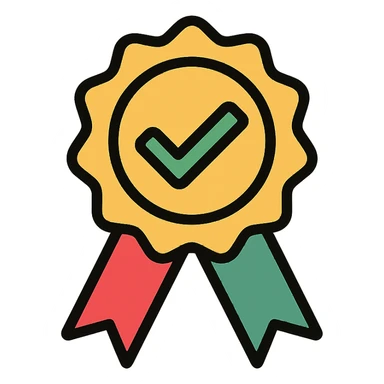 vector icon of a seal of trust with gold and colorful elements, elegant and minimalist flat design, isolated on white background, award badge style, 2D flat vector, trending icon look, soft shadows, no text, perfect for commercial use, icon style, new variation 2 sticker