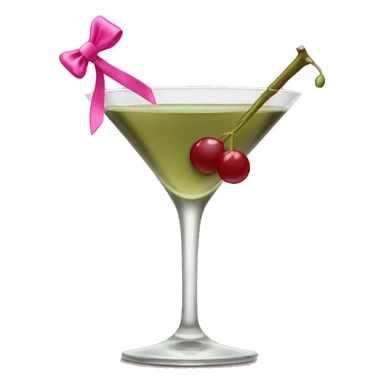 Dirty olive martini  with a pink bow on the stem sticker