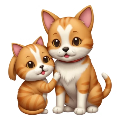 cat kissing a dog sticker