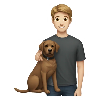 young man with brown hair soeeping with a black labrador dog sticker