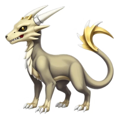 Skeletal Evil Shiny Glowing Cubone-Marowak-Zoroark-Anubis-Wendigo-Fakémon-hybrid-creature (full body), 4 legs sticker