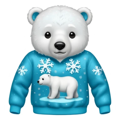 Glitter polar bear
with cyan snowflake on a black sweatshirt sticker
