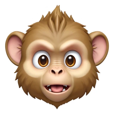 Cinematic Comical Macaque Portrait Emoji, Head tilted dramatically with an exaggerated, shocked expression and a raised eyebrow, featuring a lively, nimble build with spiky fur and wide, comically expressive eyes, Simplified yet hilariously animated features, highly detailed, glowing with a slightly sassy, vibrant glow, high shine, dramatic yet playful, stylized with an air of cheeky primate attitude, soft glowing outline, capturing the essence of a meme-worthy macaque that looks ready to deliver a playful side-eye into viral fame! sticker