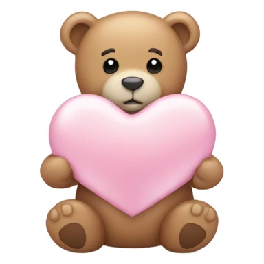 Light pink heart with teddy bear sticker
