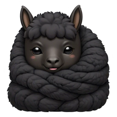 Meme-Worthy Cute Sleeping Black Alpaca Portrait Emoji, Head resting peacefully with a contented smile, showcasing a delightfully sturdy build and a luxuriously soft jet-black fleece, eyes shut in a serene nap, Simplified yet hilariously adorable features, highly detailed, glowing with a soft, drowsy light, high shine, relaxed and utterly lovable, stylized with an air of playful laziness, bright and heartwarming, soft glowing outline, capturing the essence of a comically sleepy alpaca, so meme-worthy it feels like it could instantly become the next viral sensation of adorable slumber! sticker