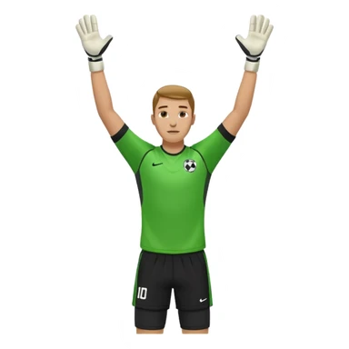 soccer goalkeeper green shirt, shorts football boots arms up sticker