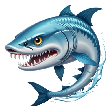 An angry barracuda swims swiftly through the water, its sharp teeth bared and ready for action sticker