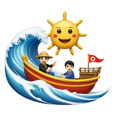 jimbei steering the thousand sunny on a giant wave sticker