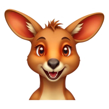 Cinematic Comical Kangaroo Portrait Emoji, Head tilted dramatically with an exaggeratedly amused expression, featuring a striking red-orange fur with a playful glint in its wide, expressive amber eyes, Simplified yet hilariously expressive features, highly detailed, glowing with a slightly sassy glow, high shine, dramatic yet playful, stylized with an air of cheeky outback mischief, bright and endearing, soft glowing outline, capturing the essence of a spirited and over‐the‐top kangaroo, so meme‐worthy it feels like it could bounce its way into internet fame instantly! sticker