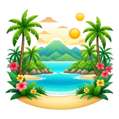 Full Tropical exotic sunny scenery  sticker