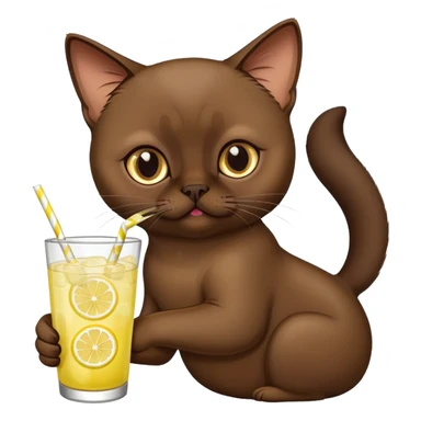 Dark brown Burmese cat with lemonade  sticker