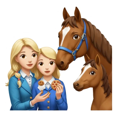 Ein Pferd ein Hund zwei Frauen essen Kekse  sticker