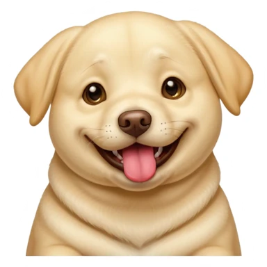 Light yellow English Labrador retriever big tongue chubby face happy playing sticker