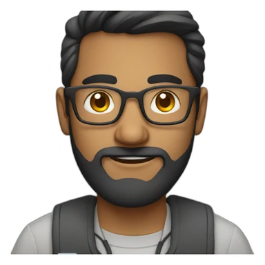 Indian Guy with glasses and small beard working on a macbook sticker