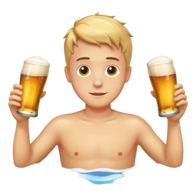 A boy swimming in a pool of beer sticker