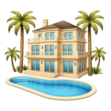 light beige luxurious villa with swimming pool and palm trees sticker
