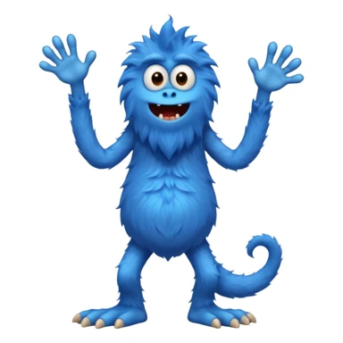 A skinny and lanky tall blue furry monster with a slightly triangular head put the top having a small curve going inward  sticker