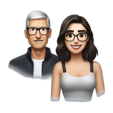 Tim Cook and dua lipa with eyeglasses sticker