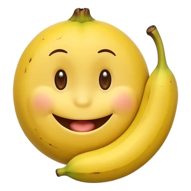 a yellow smiley face sucking a banana sticker