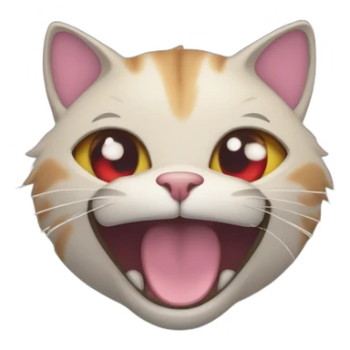 Cat, laughing, red eyes, blue tongue, rainbow furr sticker