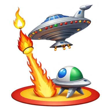 create a circus on fire and a spaceship abducting the circus with an ET with the Brazilian flag sticker