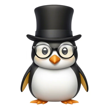penguin with top hat and glasses sticker